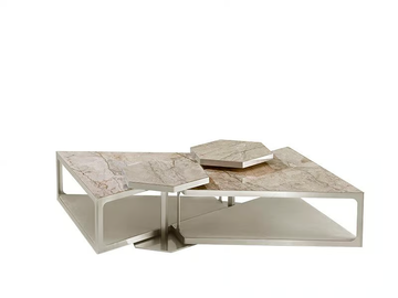MADISON - Hexagonal metal coffee table with marble top by Siwa Soft Style - view 3